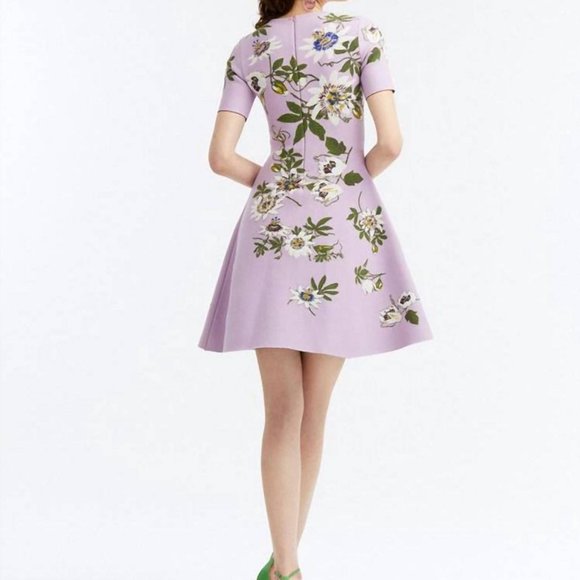NEW OSCAR DE LA RENTA Jacquard-Knit Passionflower Dress size XS #1177 - Picture 2 of 12